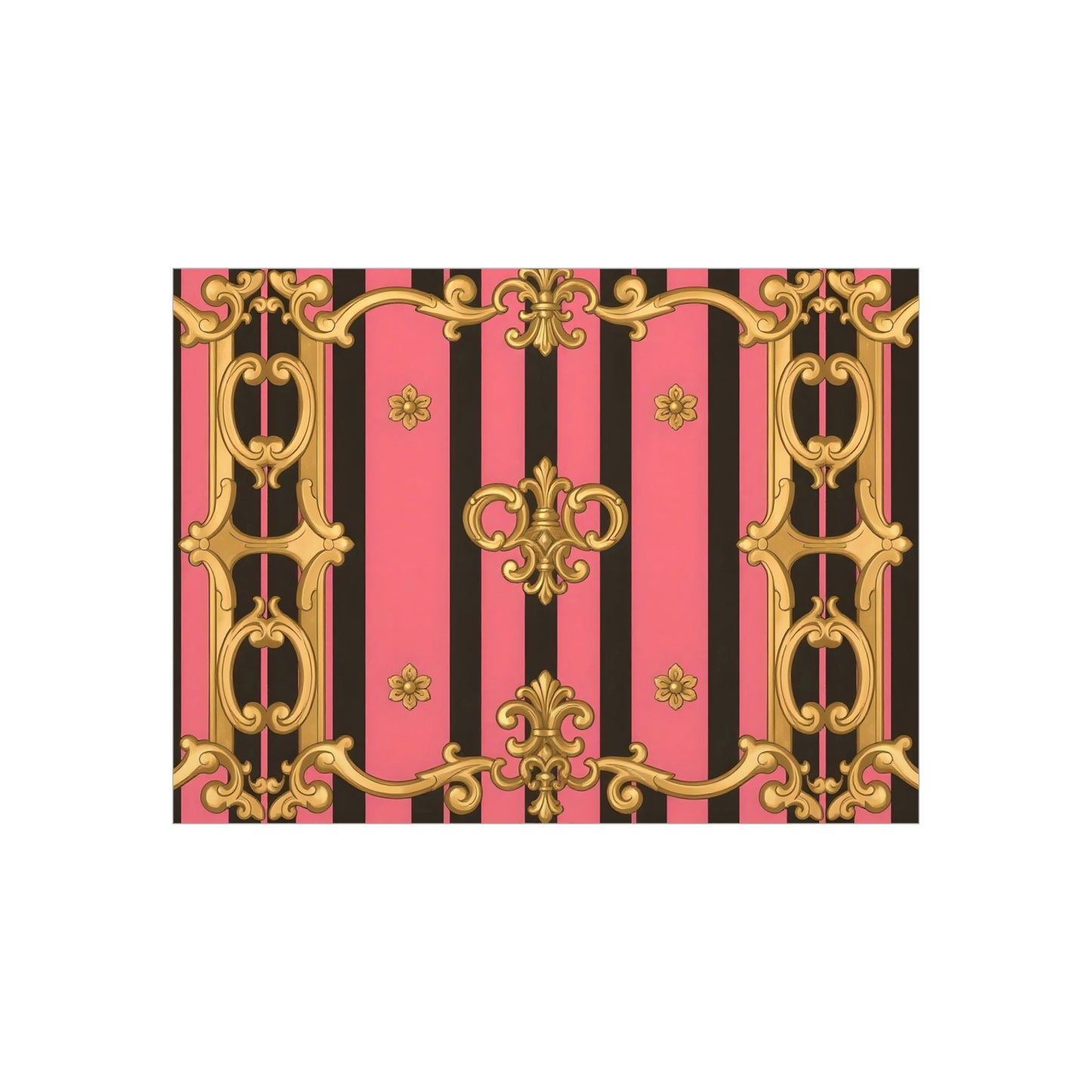 Elegant Decorative Foam Board - Chic Wall Decor, Glam Home Art, Stylish Backdrop, Gift for Her - Pink & Black Striped Gold Baroque