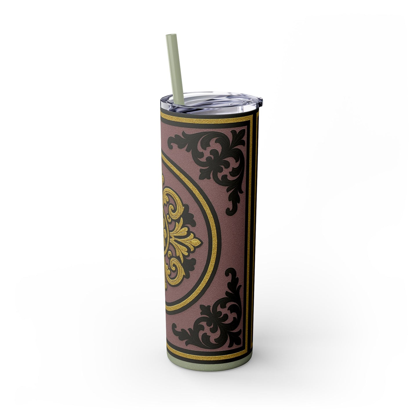 Gilded Mauve With Gold-Black Baroque Tumbler, Elegant Drinkware for Home, Travel, Gifts, Parties, Personalized Beverage Holder