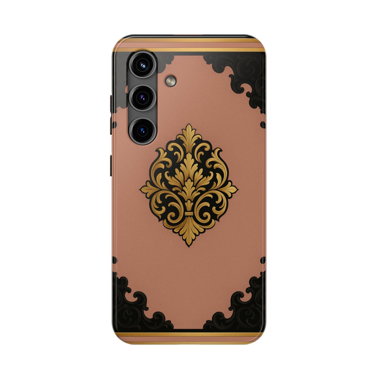 Mauve & Black-Gold Baroque Tough Phone Case — Ornate Protective iPhone Cover