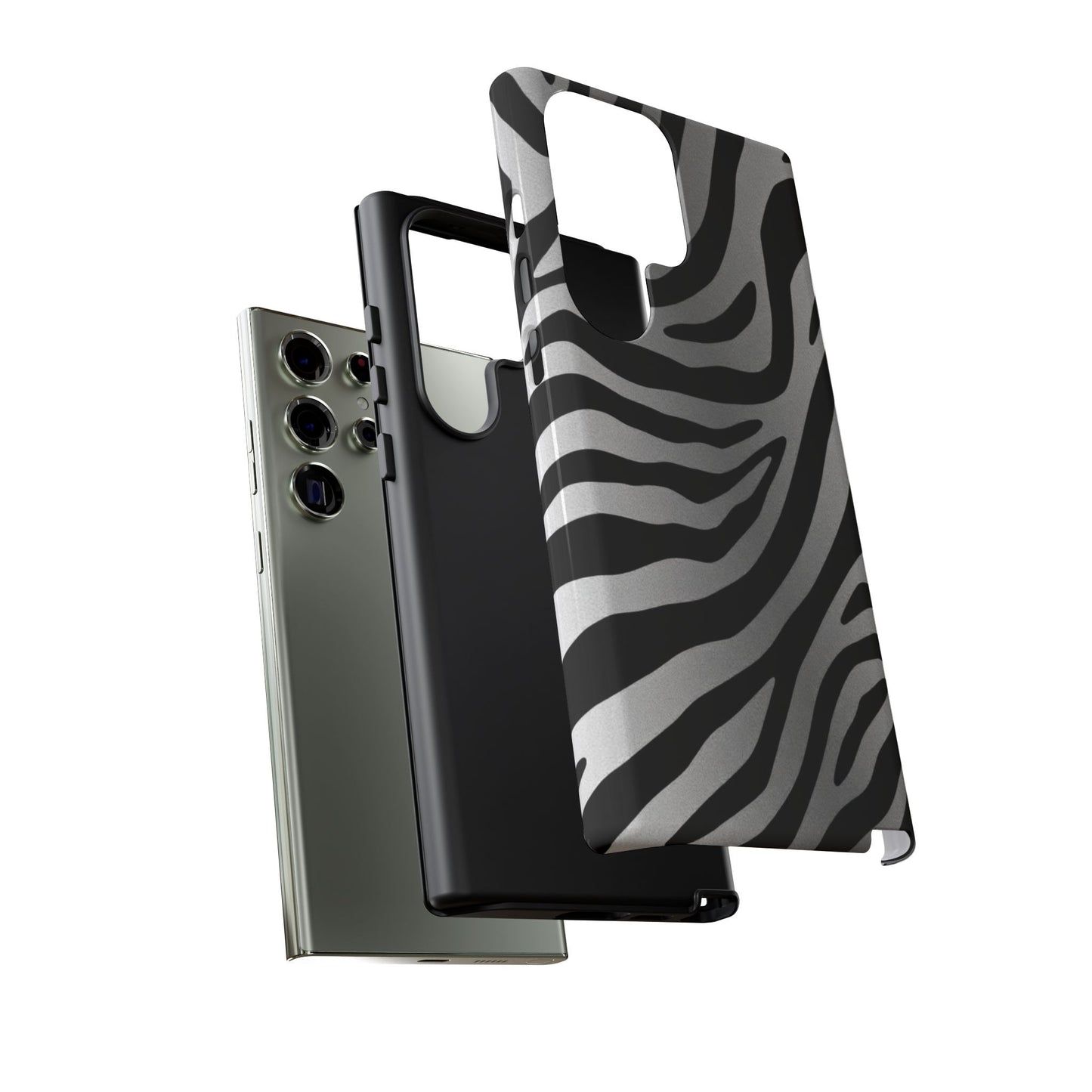 Zebra Print Tough Phone Case - Silver