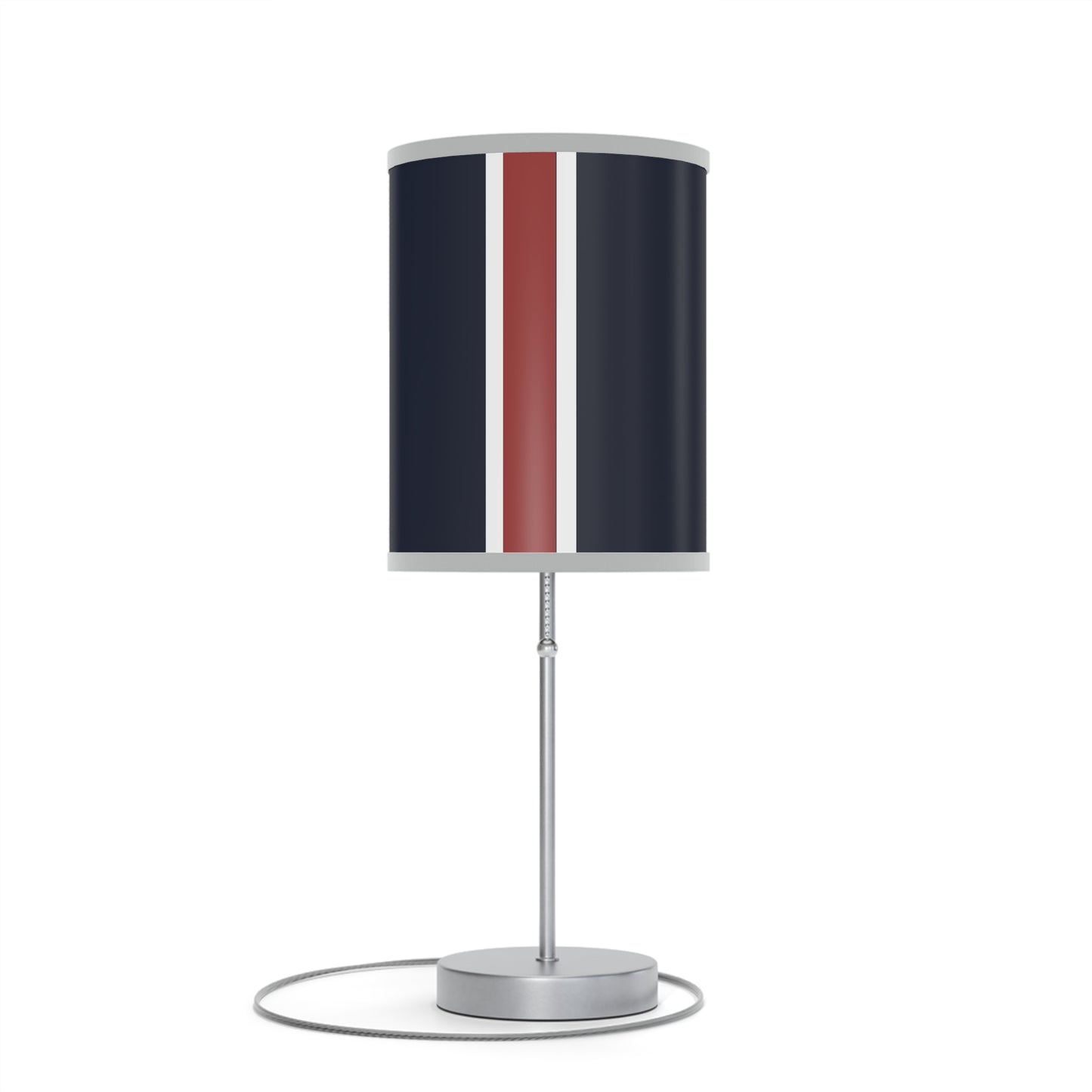 Lunar Midnight & Red-White Striped Stylish Table Lamp, Modern Home Decor, Bedroom Lighting, Unique Gift for Her, Desk Illumination