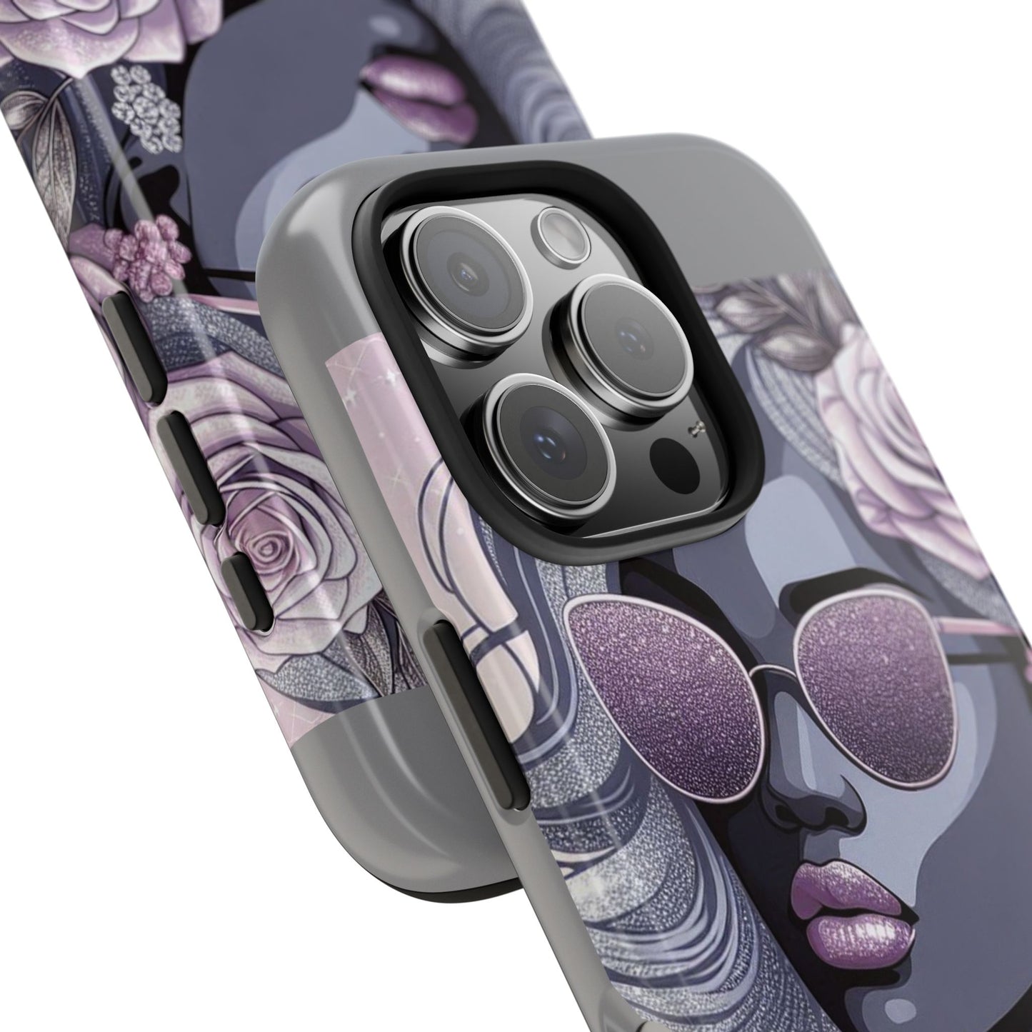 Glamorous Floral Tough Phone Case - Chic Protection for Trendsetters - Lilac & Lavender