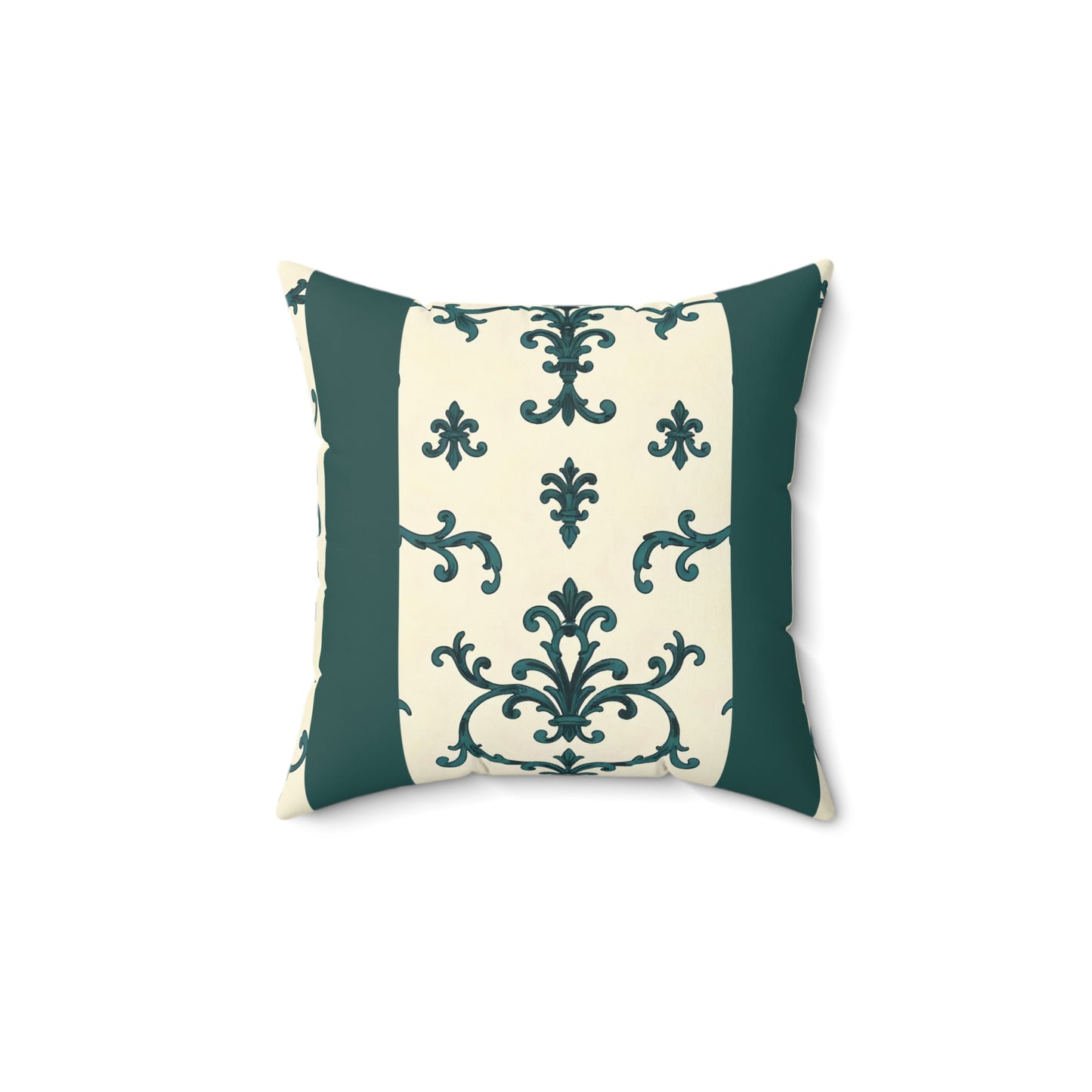 Elegant Faux Suede Square Pillow, Decorative Throw Pillows, Home Decor, Couch Cushion, Gift for Him/Her, Stylish Accent Pillow - Teal Striped Rococo