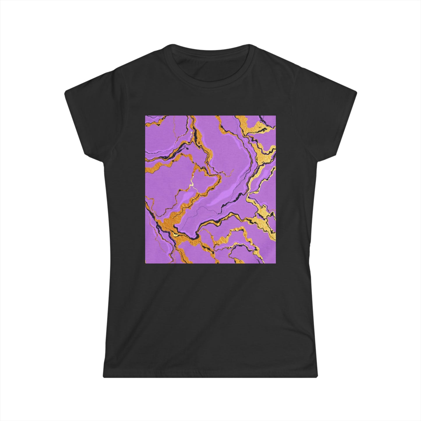 Lavender Marble Women’s Tee, Artistic Graphic Shirt, Fashionable Casual Wear, Gift for Her, Summer Style