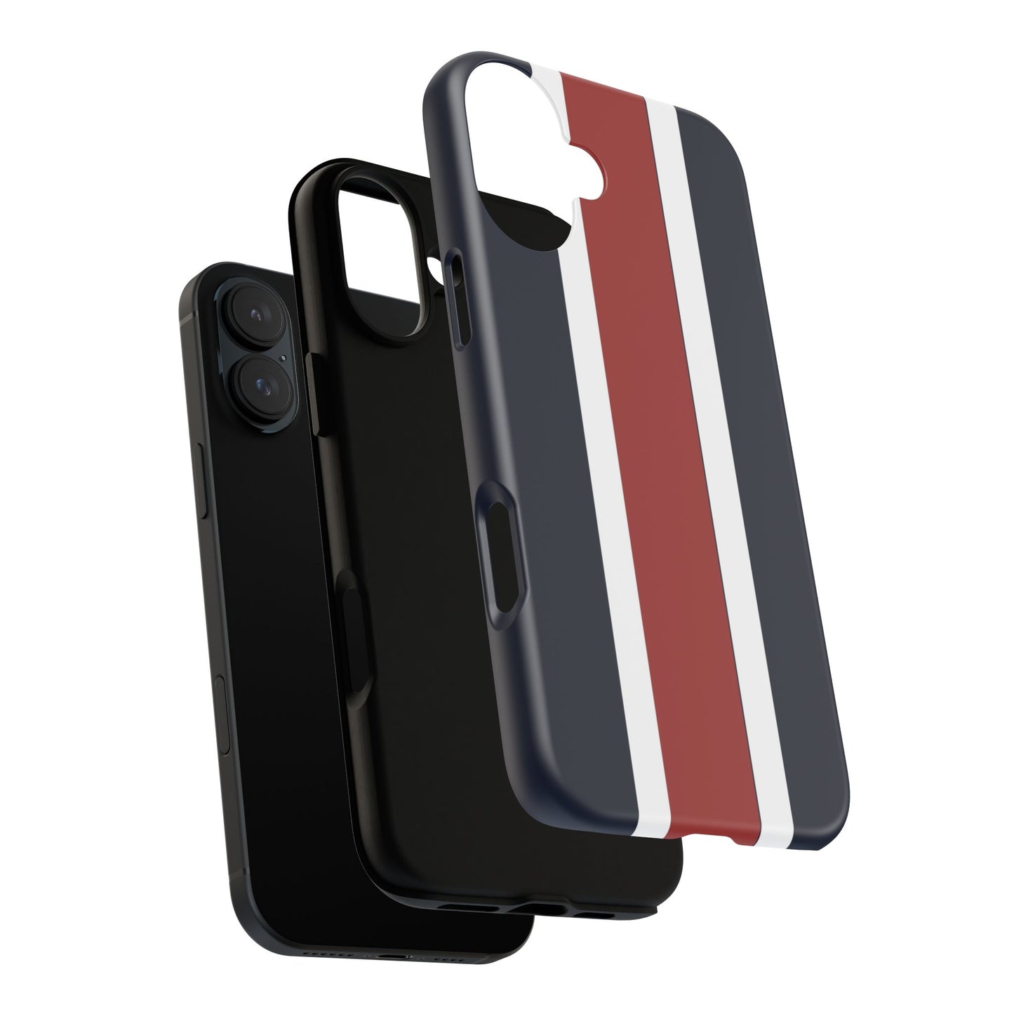 Lunar Midnight & Red-White Striped Stylish Phone Case - Tough Cases, Custom iPhone Cover, Sleek Phone Accessories, Gifts for Him/Her