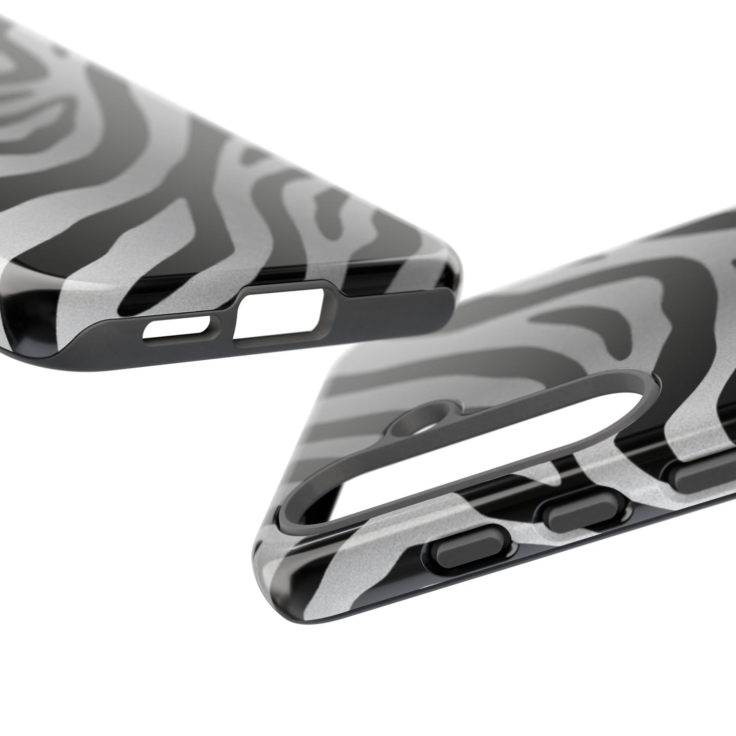Zebra Print Tough Phone Case - Silver