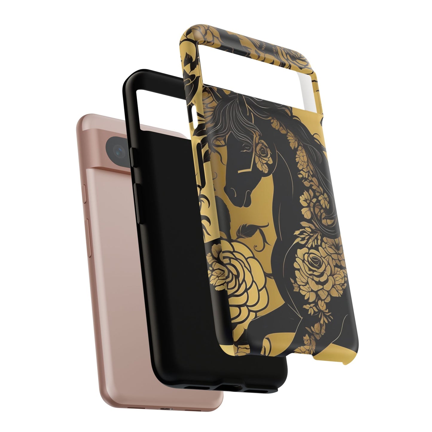 Phone Case - Elegant Horse & Roses Design