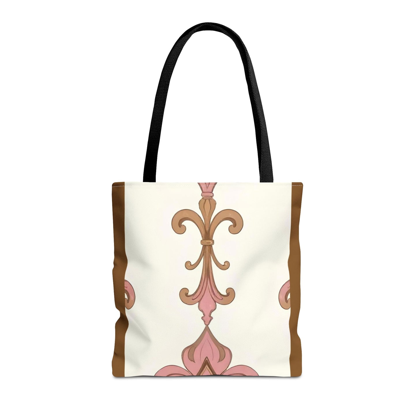 Elegant Floral Tote Bag - Perfect for Everyday Use, Shopping, Gifts, Summer Outings, and Special Occasions - Brown Striped Pink Arabesque