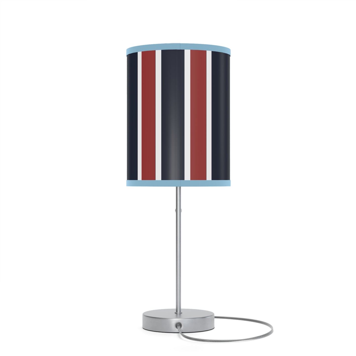 Lunar Midnight & Red-White Striped Stylish Table Lamp, Modern Home Decor, Bedroom Lighting, Unique Gift for Her, Desk Illumination