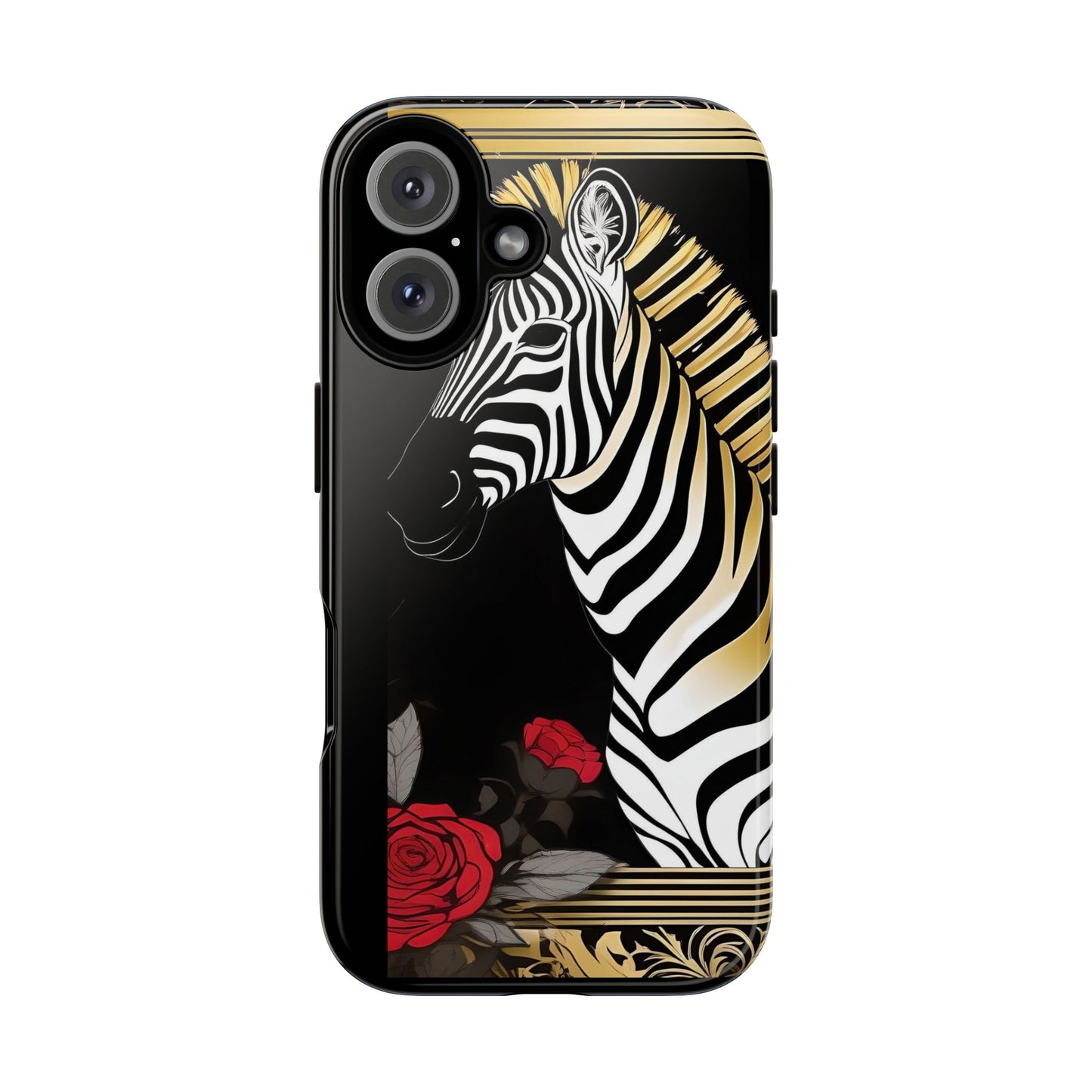 Phone Case - Elegant Zebra & Roses Design