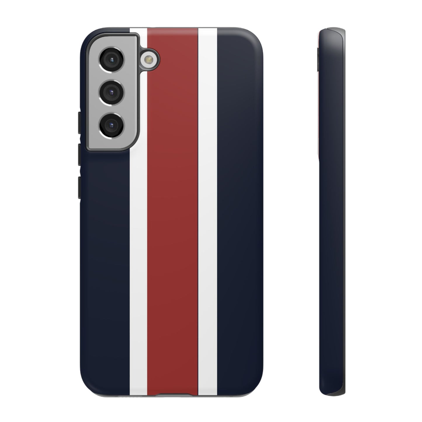 Lunar Midnight & Red-White Striped Stylish Phone Case - Tough Cases, Custom iPhone Cover, Sleek Phone Accessories, Gifts for Him/Her