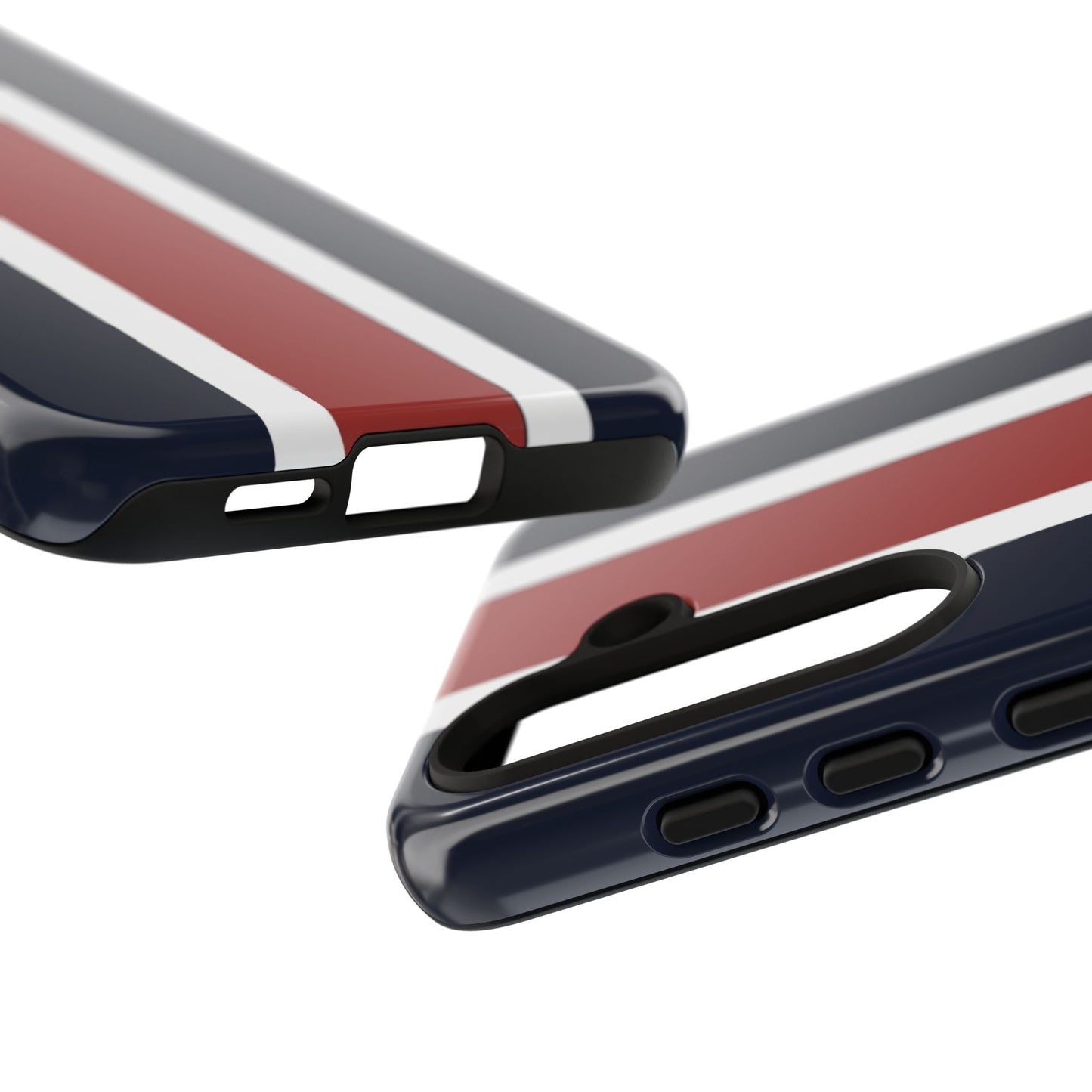 Lunar Midnight & Red-White Striped Stylish Phone Case - Tough Cases, Custom iPhone Cover, Sleek Phone Accessories, Gifts for Him/Her