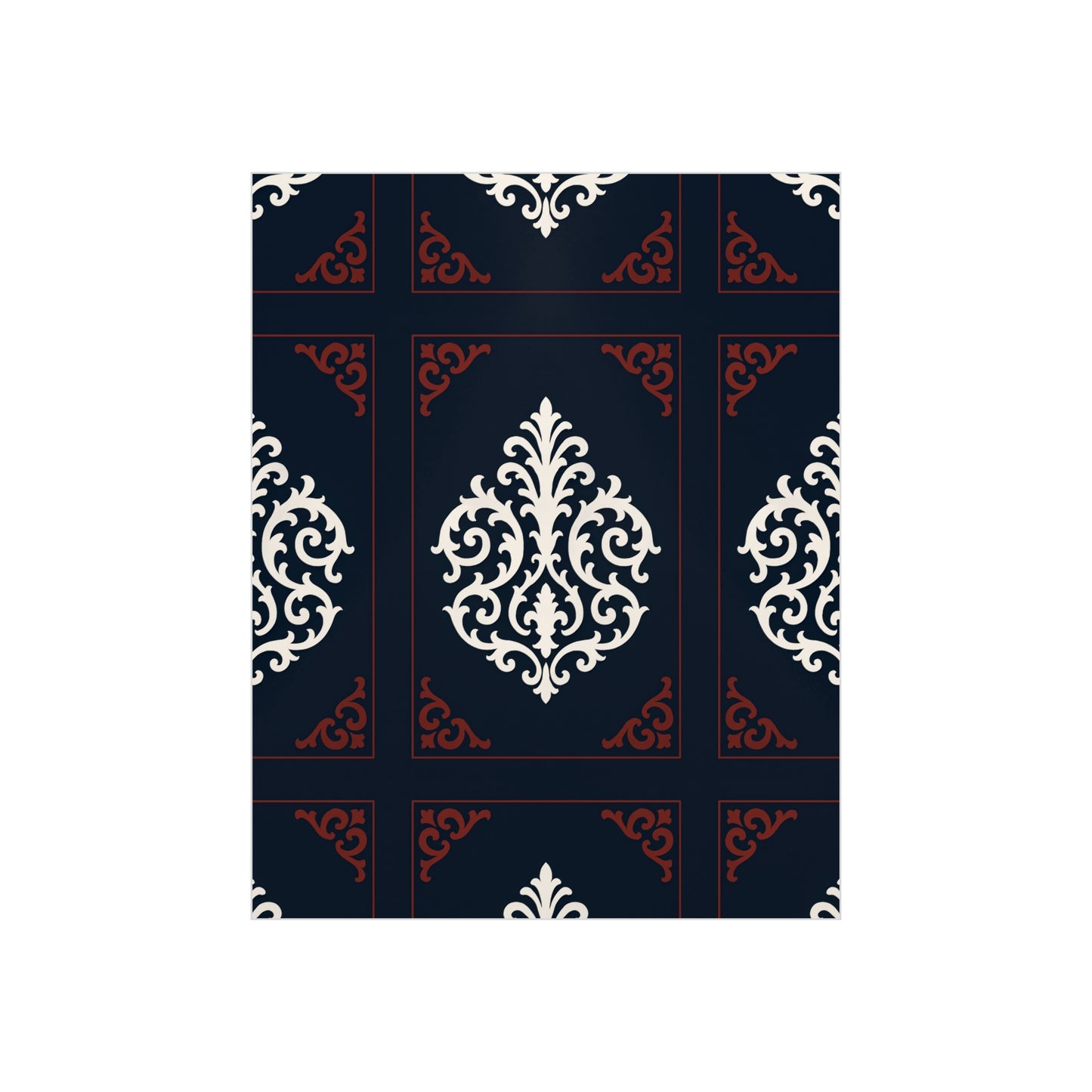 Dusk Blue-Maroon & White Baroque Foam Board Wall Art — Blue, White & Maroon Pattern