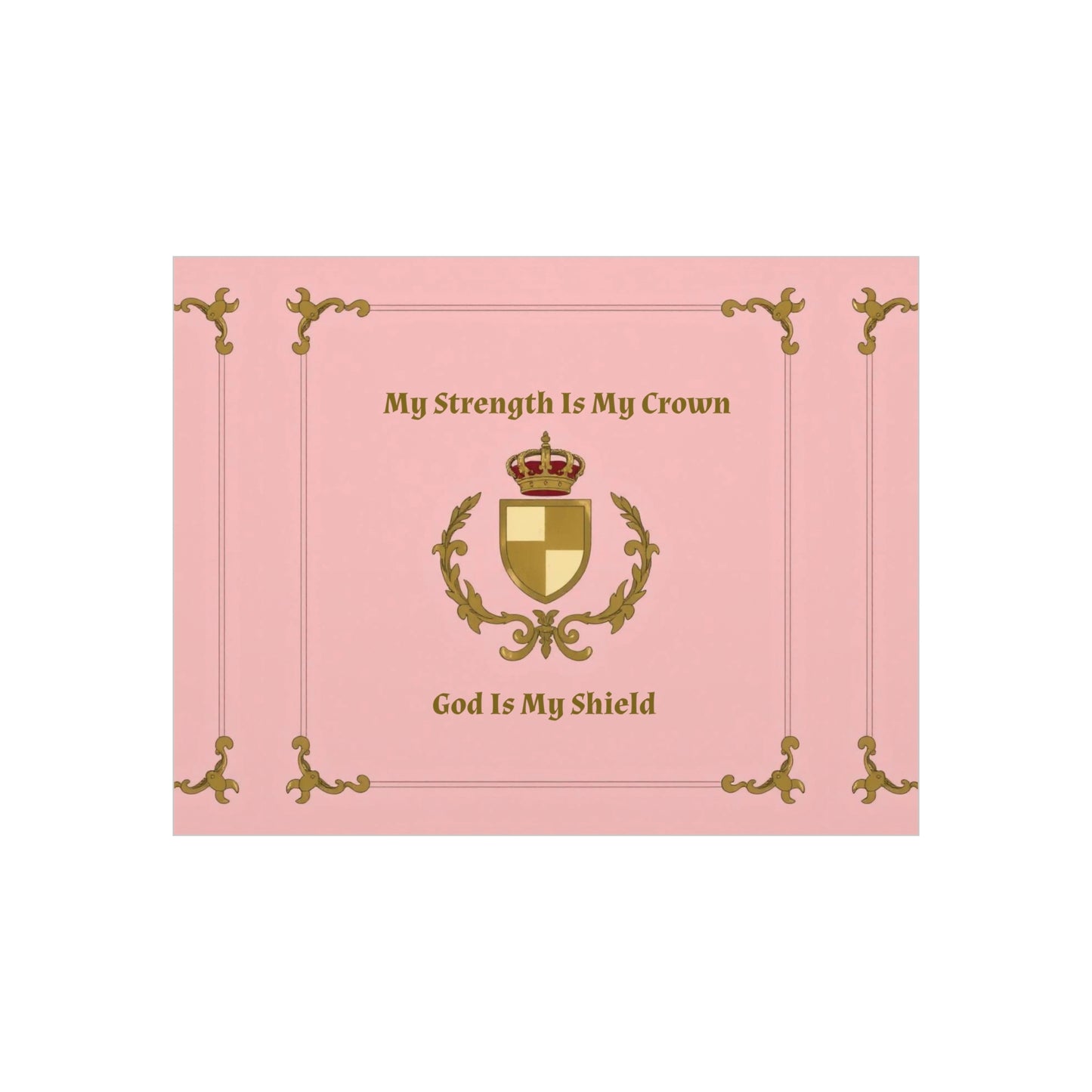 Crest & Crown Spiritual Quote Wall Art, Motivational Decor, Foam Board Print, Home Accent, Gift for Friends, Pink Crown Design