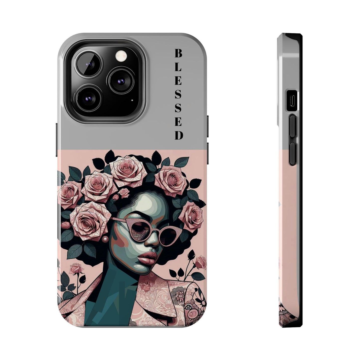Blessed Floral Tough Phone Cases | Unique Gift for Her, Gift for Mom, Stylish Protection, Birthday Present, Black Girl Art