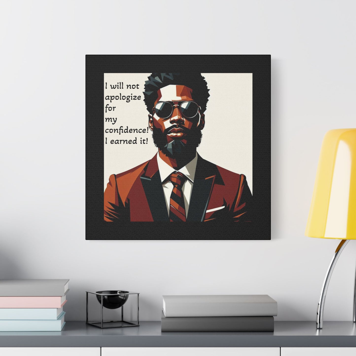 Afro Art Print Canvas, Wall Decor, Satin Stretched Canvas, African American Art, Office Decor, Home Decor - Confident Man In Suit