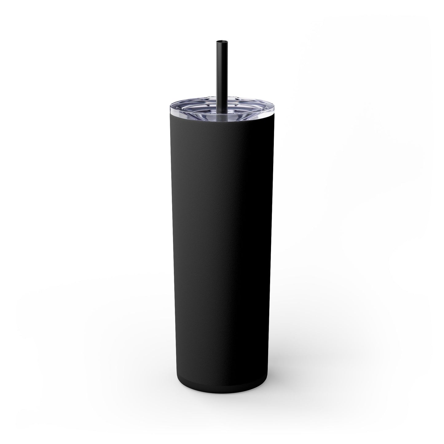 Stylish Black Skinny Tumbler with Straw, 20oz - Perfect for Coffee, Juice, and Smoothies, Ideal Gift for Any Occasion