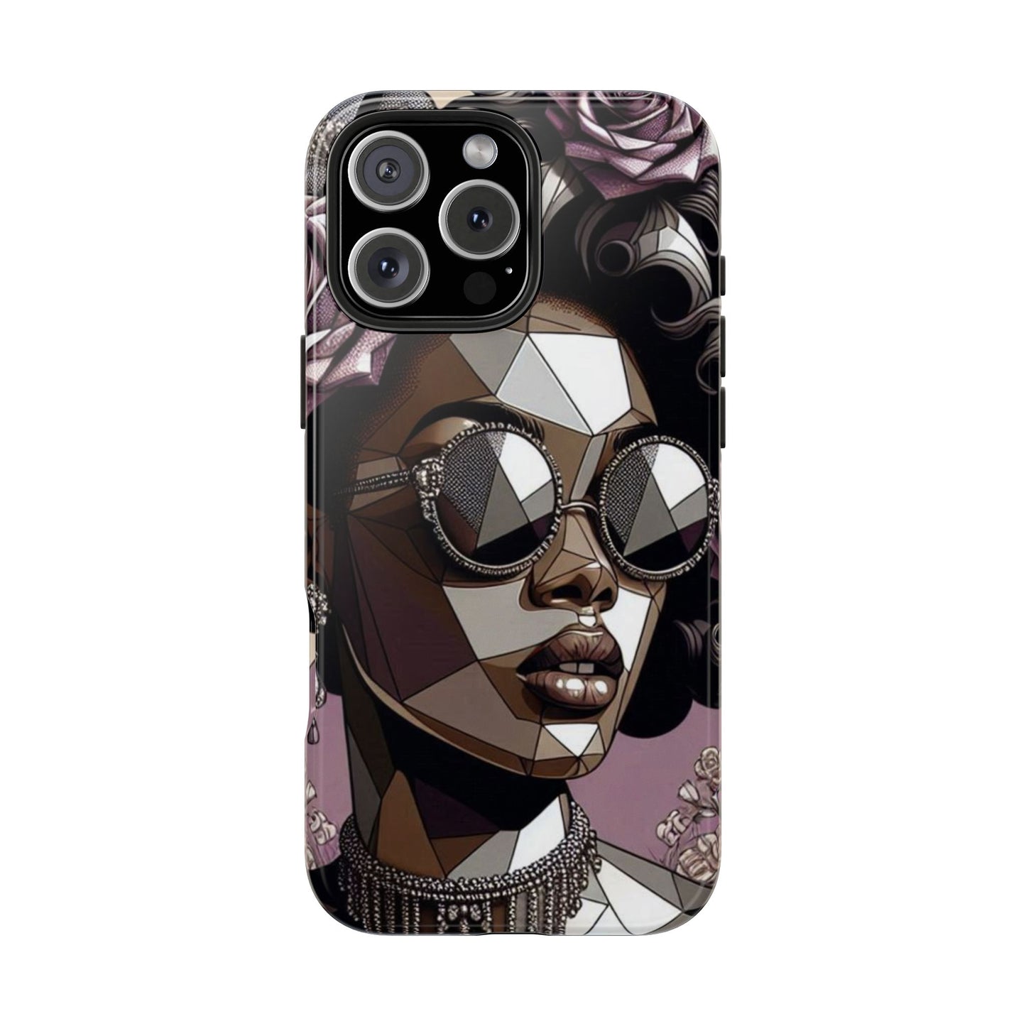 Chic Geometric Phone Case, Stylish Tough Case for Women, Unique Gift, Floral Design, Modern Accessories for Everyday Use - Lilac Baroque Lady