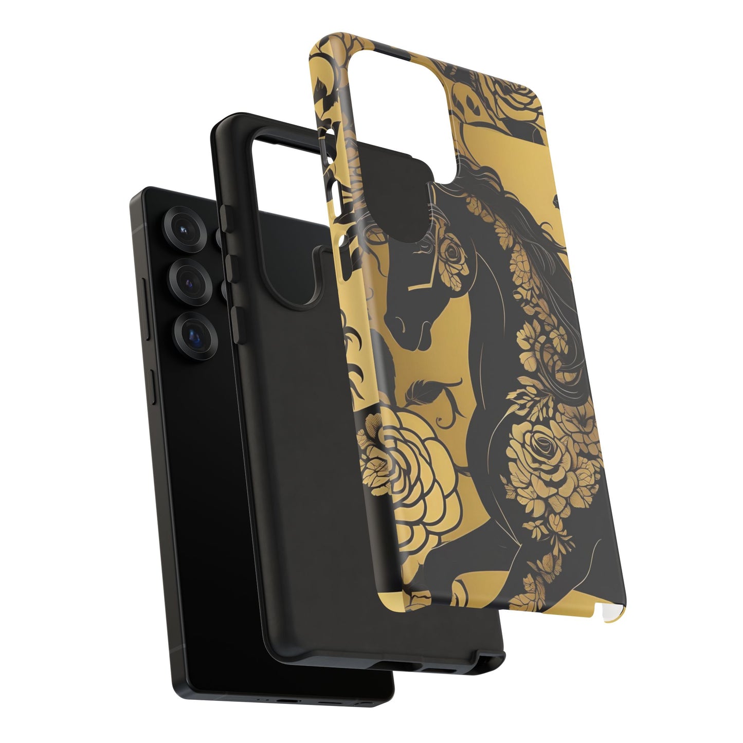 Phone Case - Elegant Horse & Roses Design