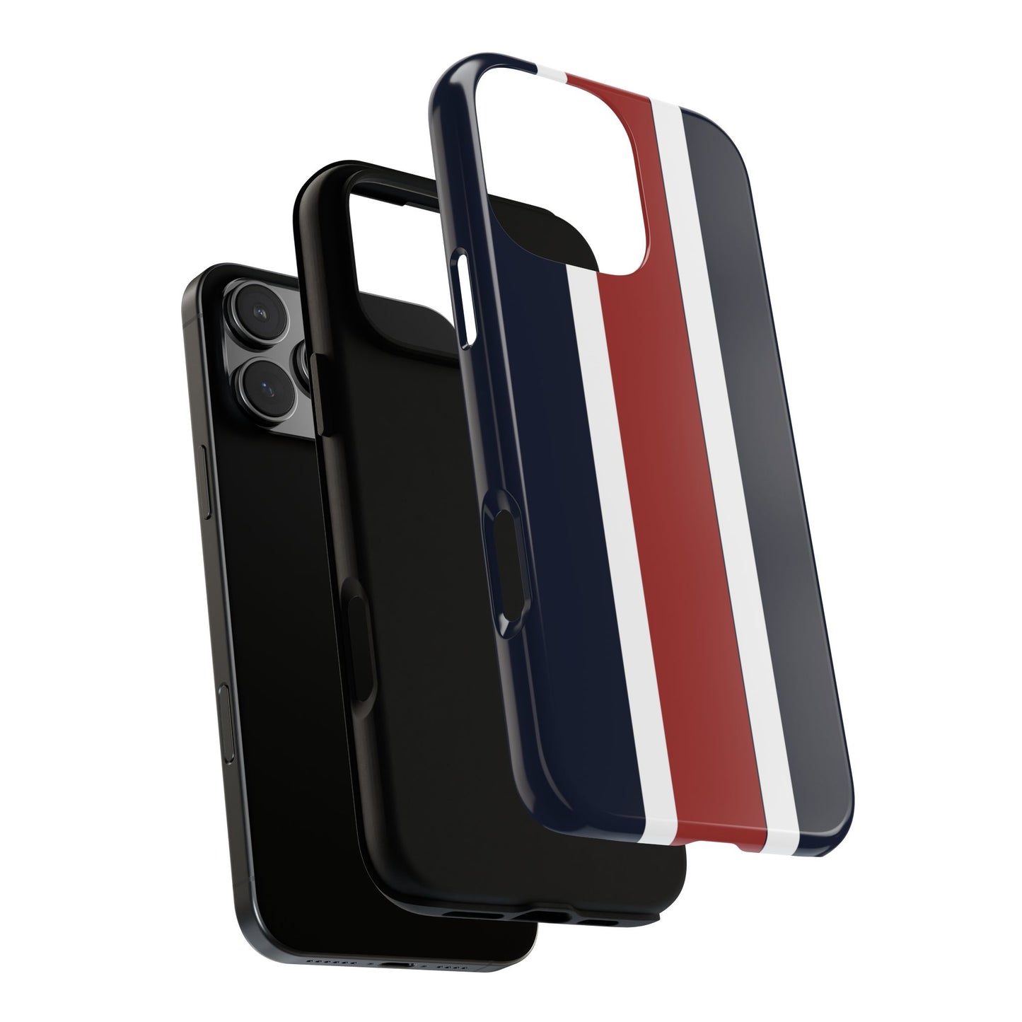 Lunar Midnight & Red-White Striped Stylish Phone Case - Tough Cases, Custom iPhone Cover, Sleek Phone Accessories, Gifts for Him/Her
