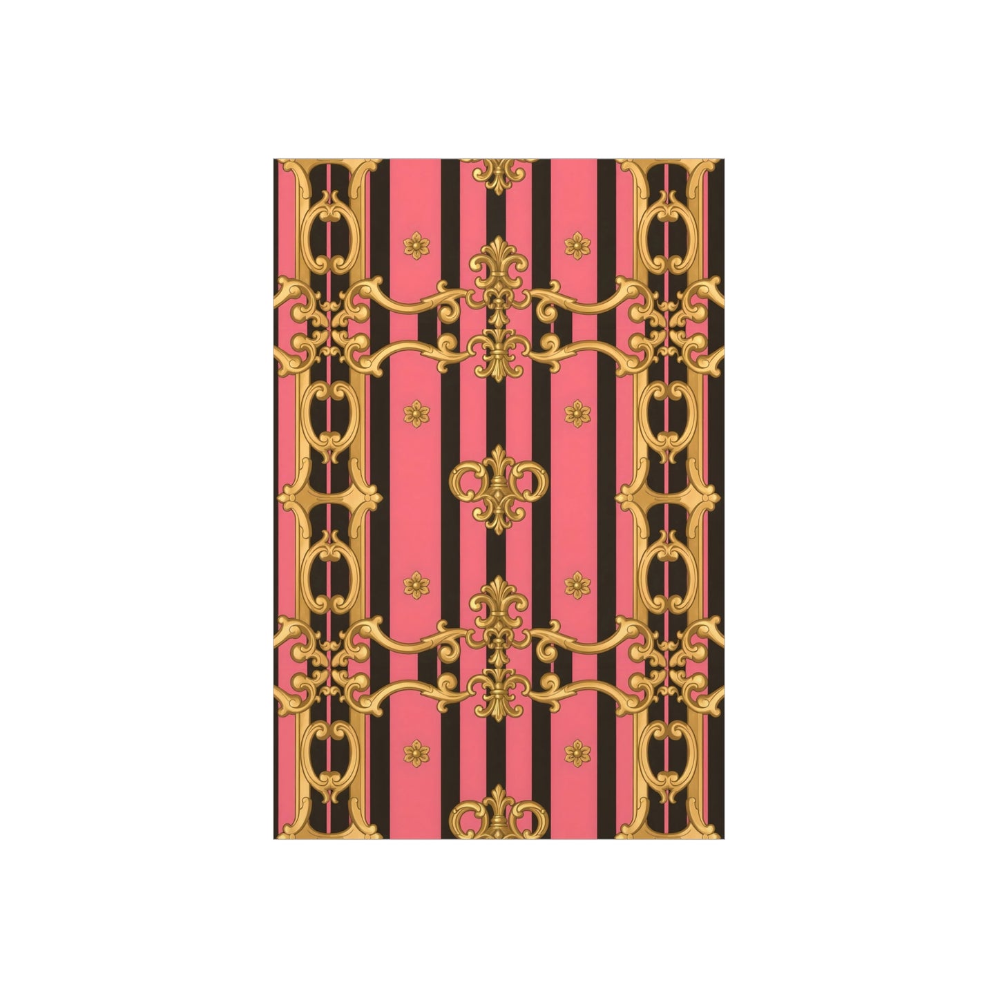 Elegant Decorative Foam Board - Chic Wall Decor, Glam Home Art, Stylish Backdrop, Gift for Her - Pink & Black Striped Gold Baroque