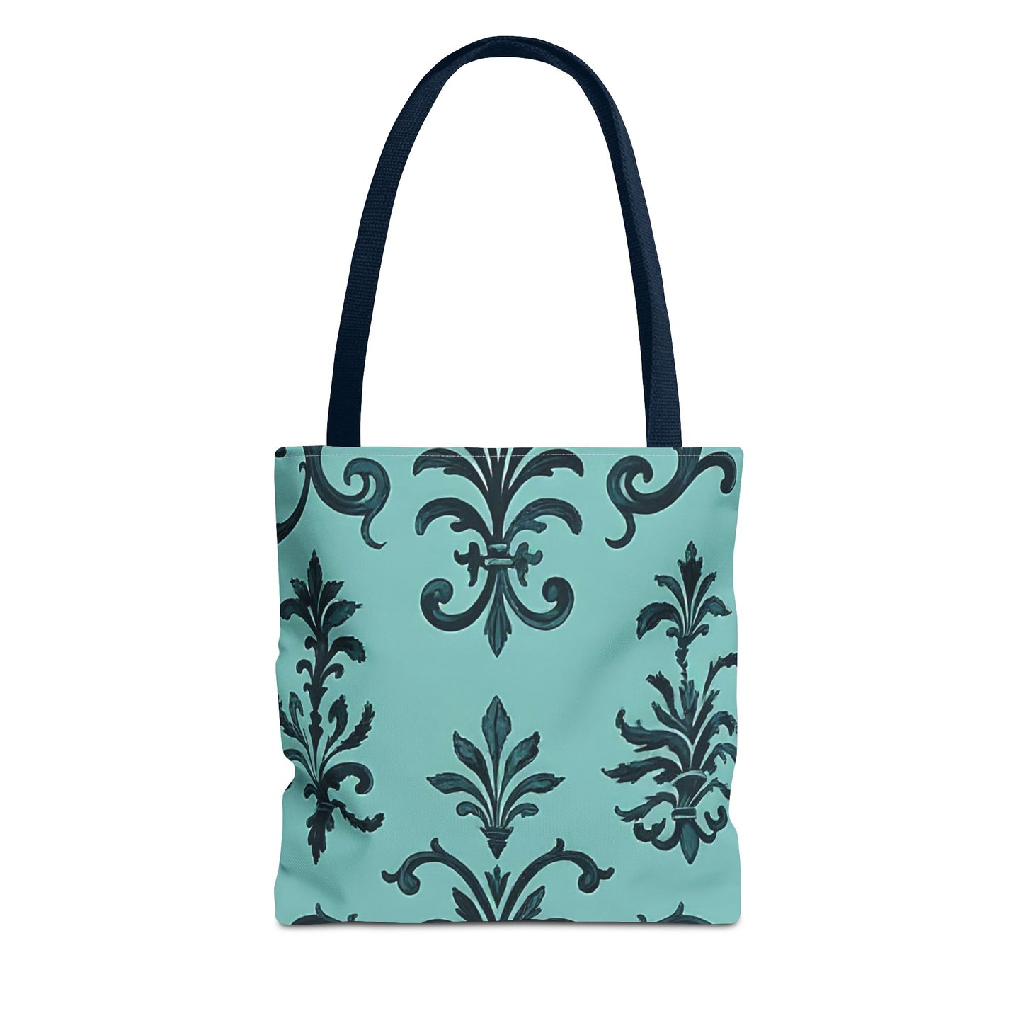 Chic Floral Tote Bag – Stylish Canvas Shopper, Gift for Her, Birthday Present, Everyday Use, Eco-Friendly, Floral Print - Teal Striped Rococo