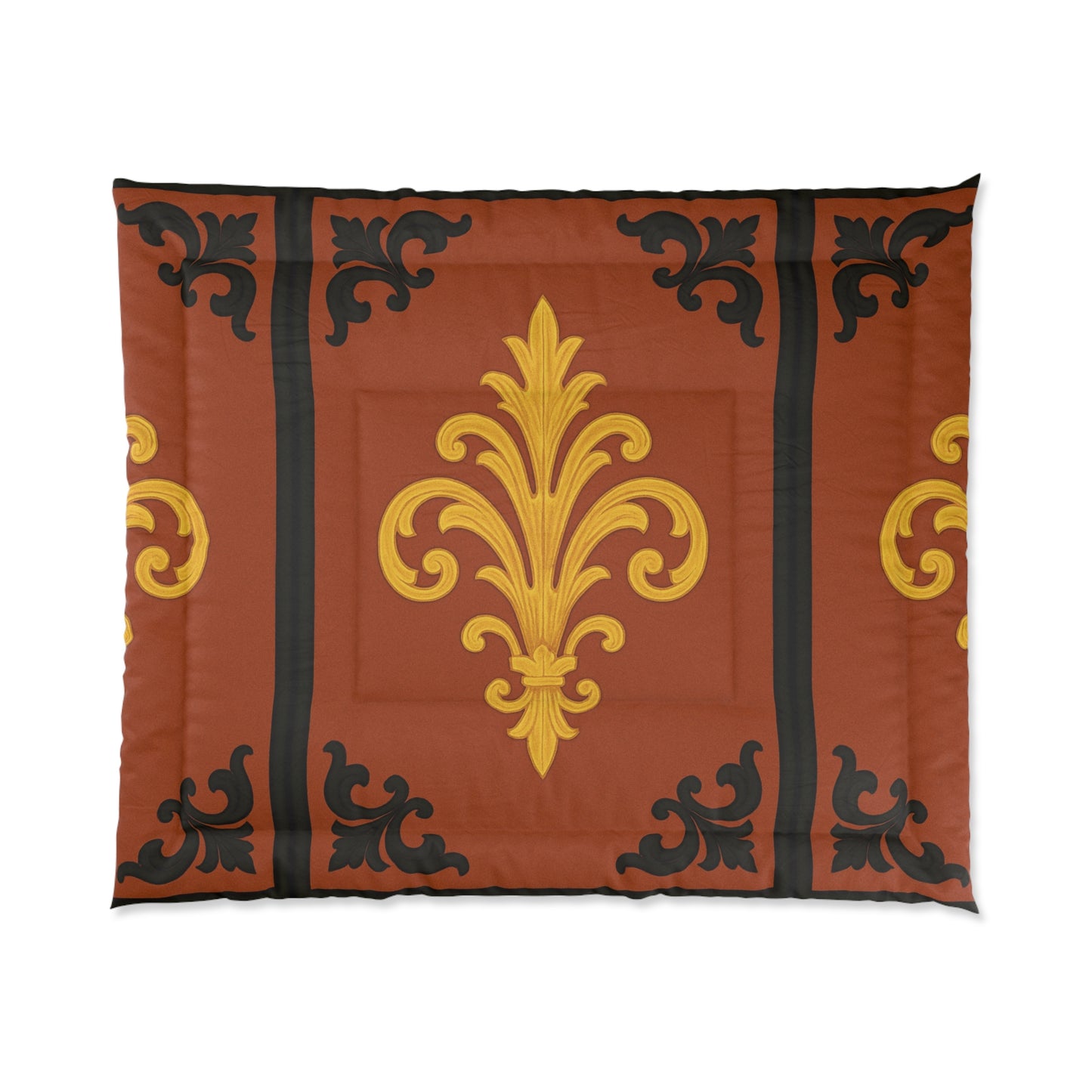 Dusk Terracotta Baroque Comforter — Dusk Terracotta & Gold Decorative Bedding