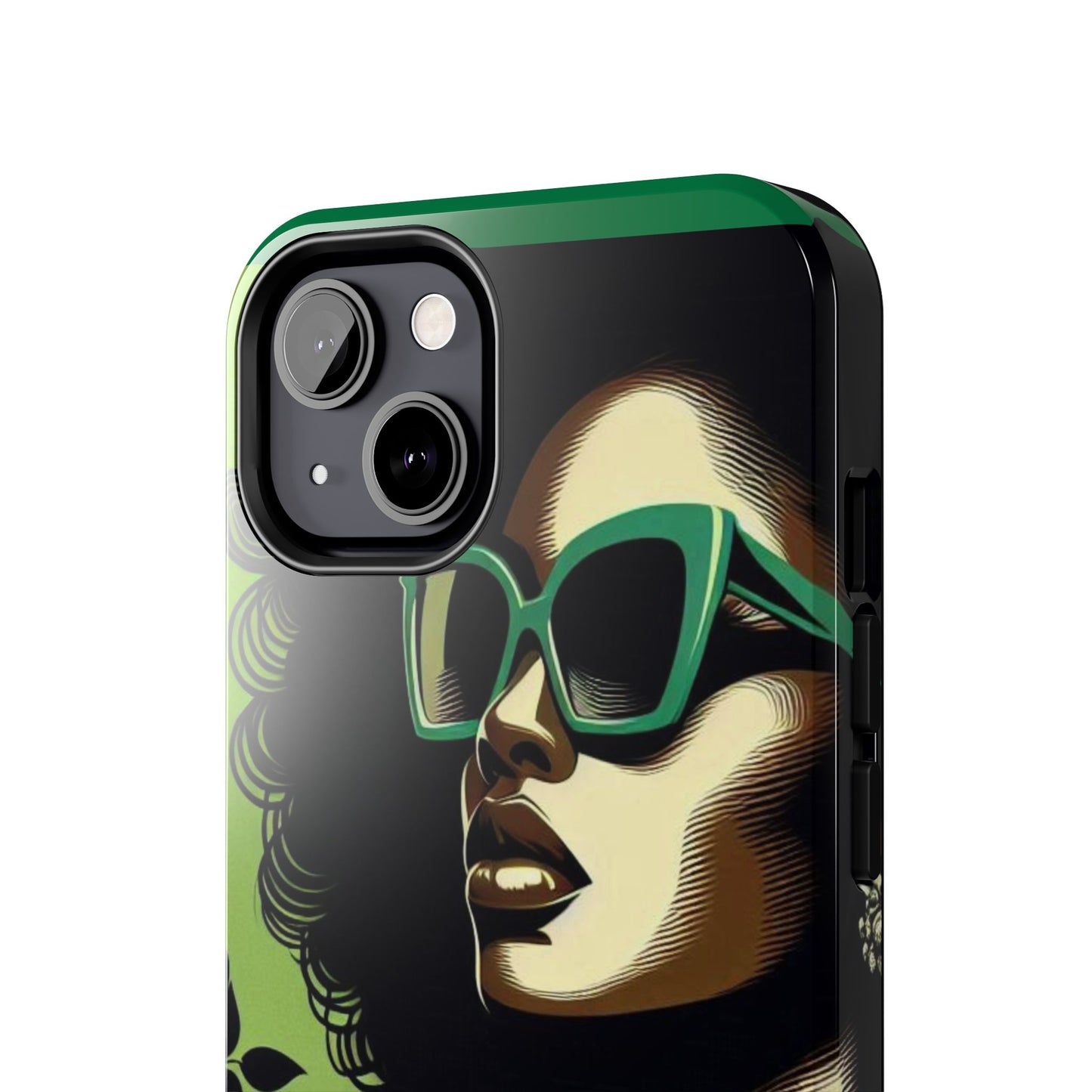 Chic Tough Phone Case | Artistic Green & Black Design | Phone Protection, Gift for Her, Stylish Accessory, Trendy Tech - Lady in Green