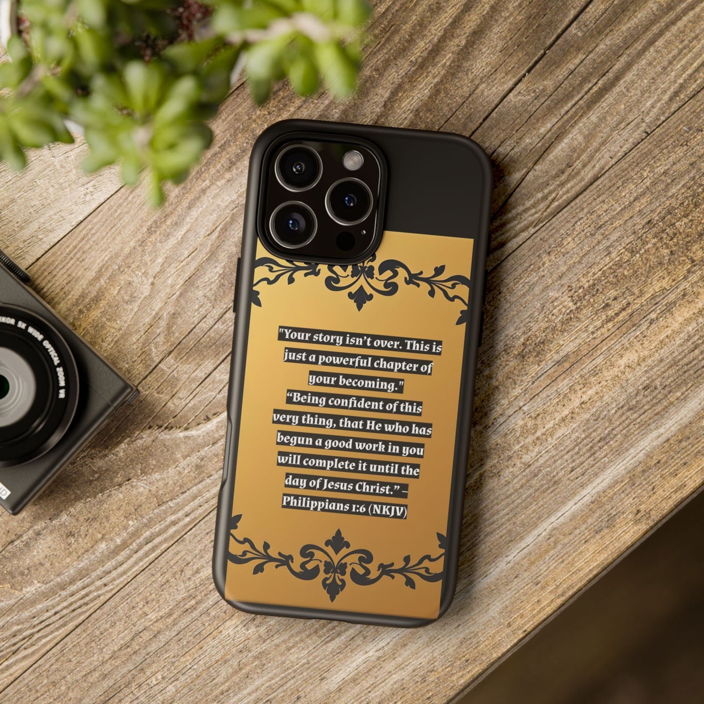 Elegant Floral Motif Phone Case - Tough Cases with Vintage Design - "Your story isn't over"