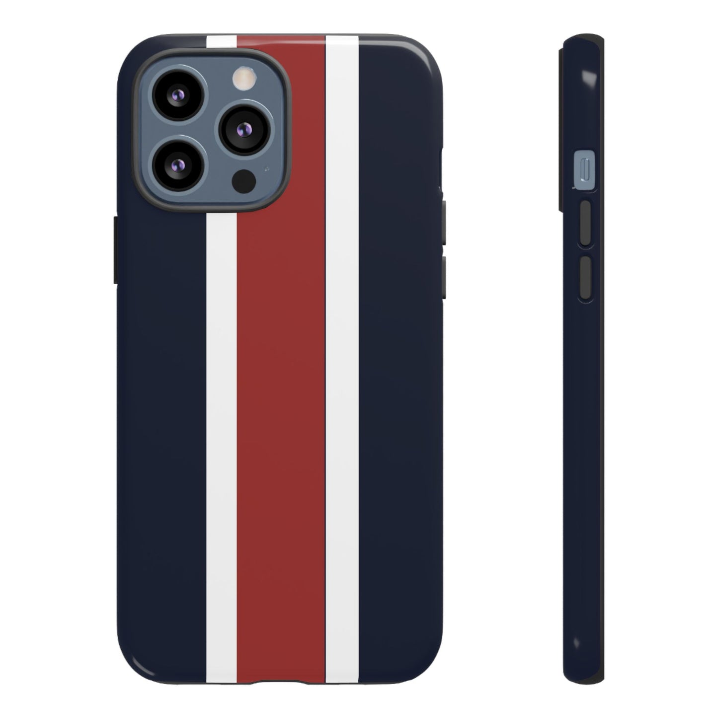 Lunar Midnight & Red-White Striped Stylish Phone Case - Tough Cases, Custom iPhone Cover, Sleek Phone Accessories, Gifts for Him/Her