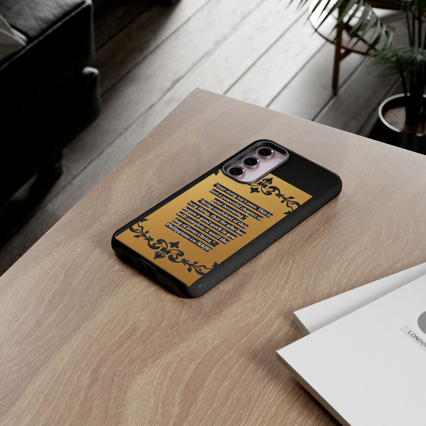 Elegant Floral Motif Phone Case - Tough Cases with Vintage Design - "Your story isn't over"
