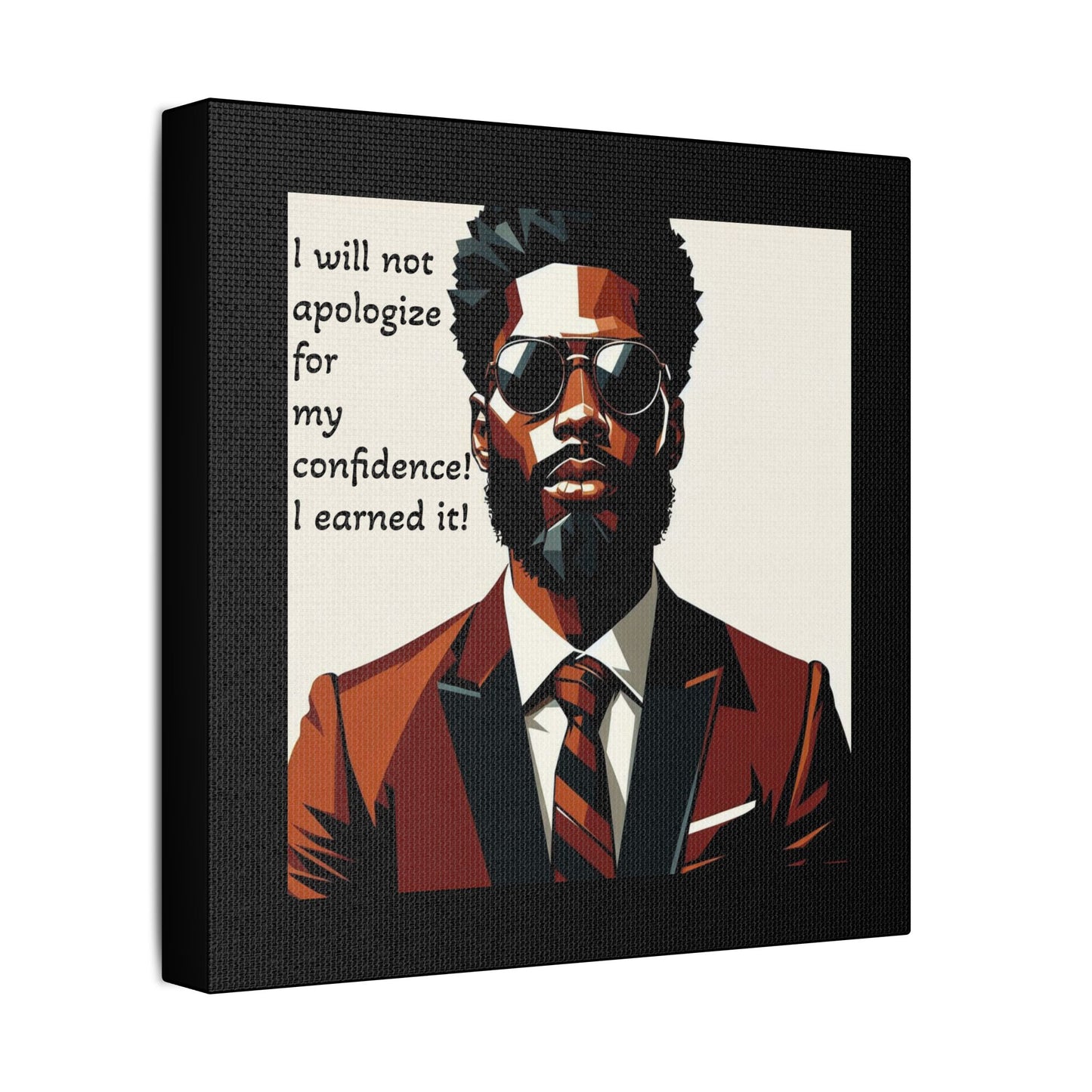 Afro Art Print Canvas, Wall Decor, Satin Stretched Canvas, African American Art, Office Decor, Home Decor - Confident Man In Suit