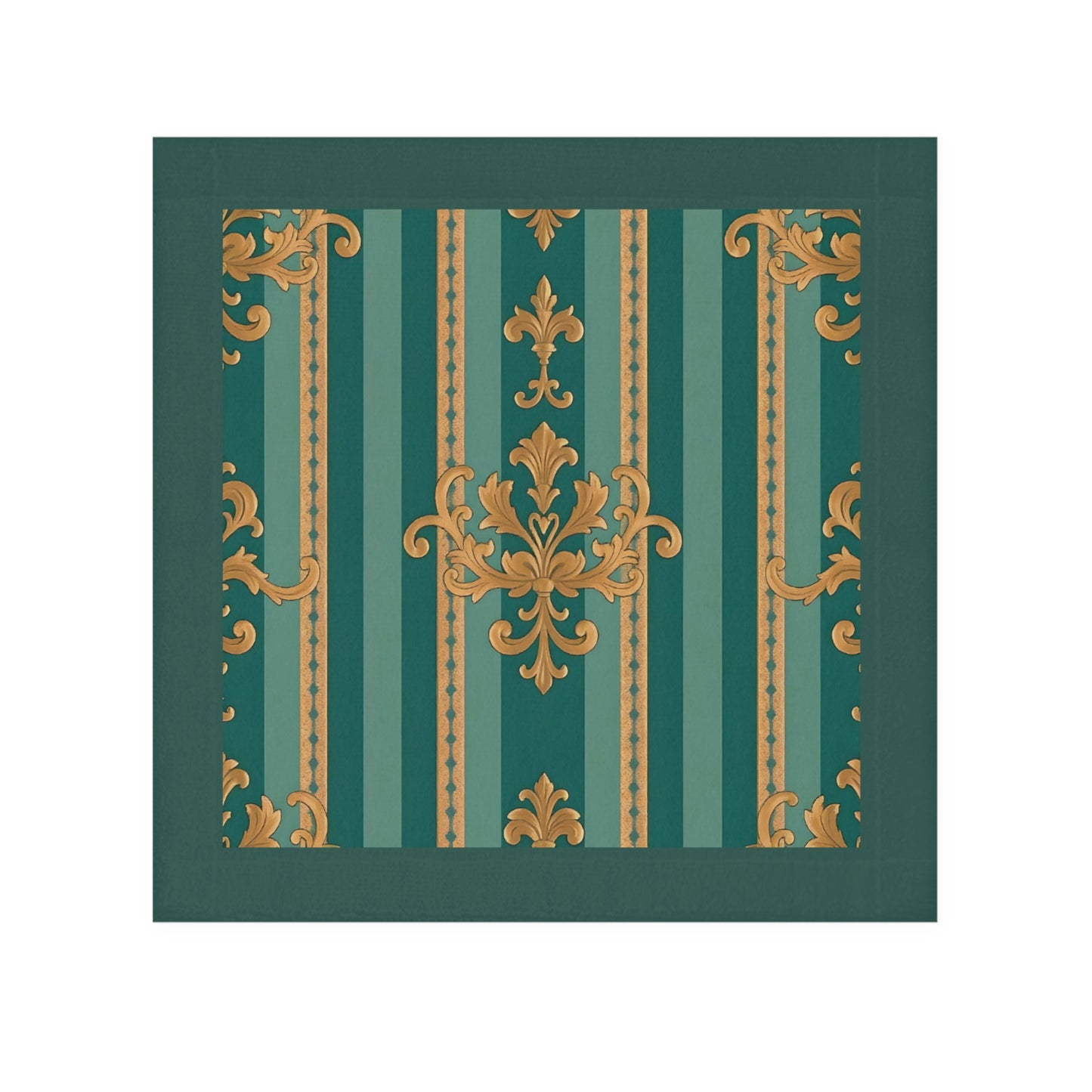 Elegant Vintage Face Towel – Luxurious Gold Pattern for Home & Spa - Teal Striped Gold Damask