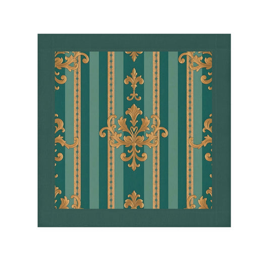 Elegant Vintage Face Towel – Luxurious Gold Pattern for Home & Spa - Teal Striped Gold Damask