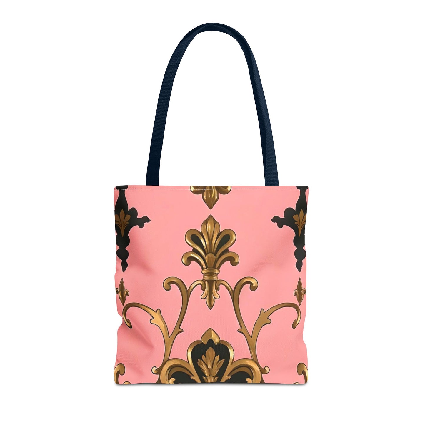 Elegant Patterned Tote Bag - Chic Carry-All for Everyday Use, Fashion Accessory - Pink, Black & Gold Rococo