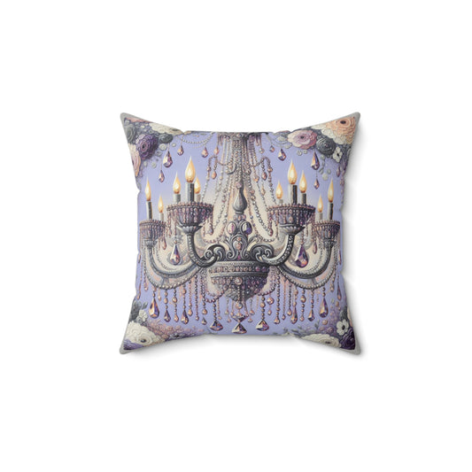 Chic Faux Suede Pillow with Elegant Chandelier Design | Decorative Throw Pillow, Home Decor Accent, Gift for Any Occasion - Lilac Jeweled Chandelier