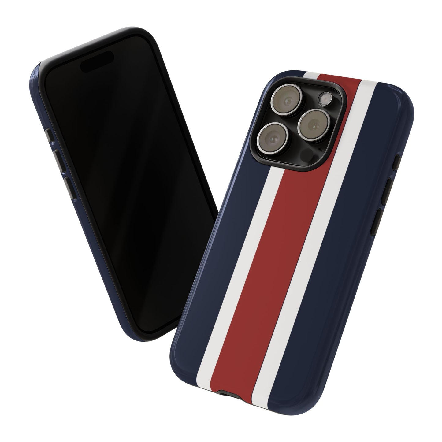 Lunar Midnight & Red-White Striped Stylish Phone Case - Tough Cases, Custom iPhone Cover, Sleek Phone Accessories, Gifts for Him/Her