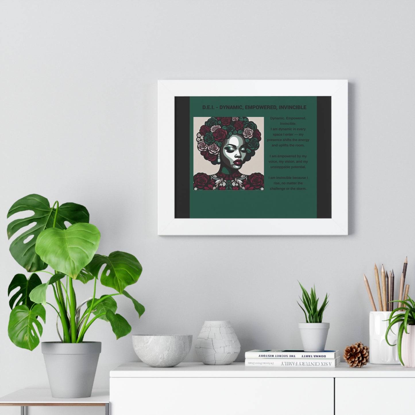 Empowered Woman Framed Poster - Dynamic, Empowered, Invincible Decor for Inspiration