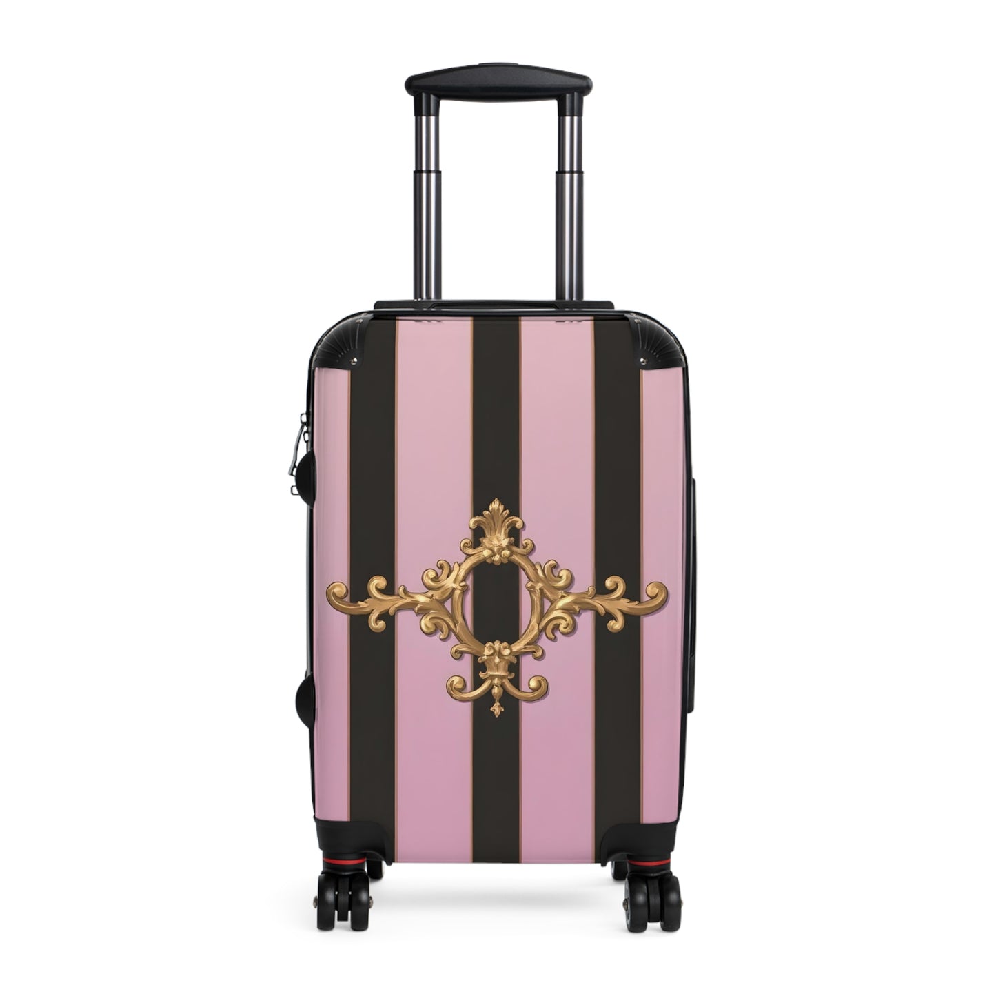 Chic Travel Suitcase with Stripes and Elegant Design, Stylish Luggage, Travel Gear - Matte Lavender & Black Striped Gold Baroque