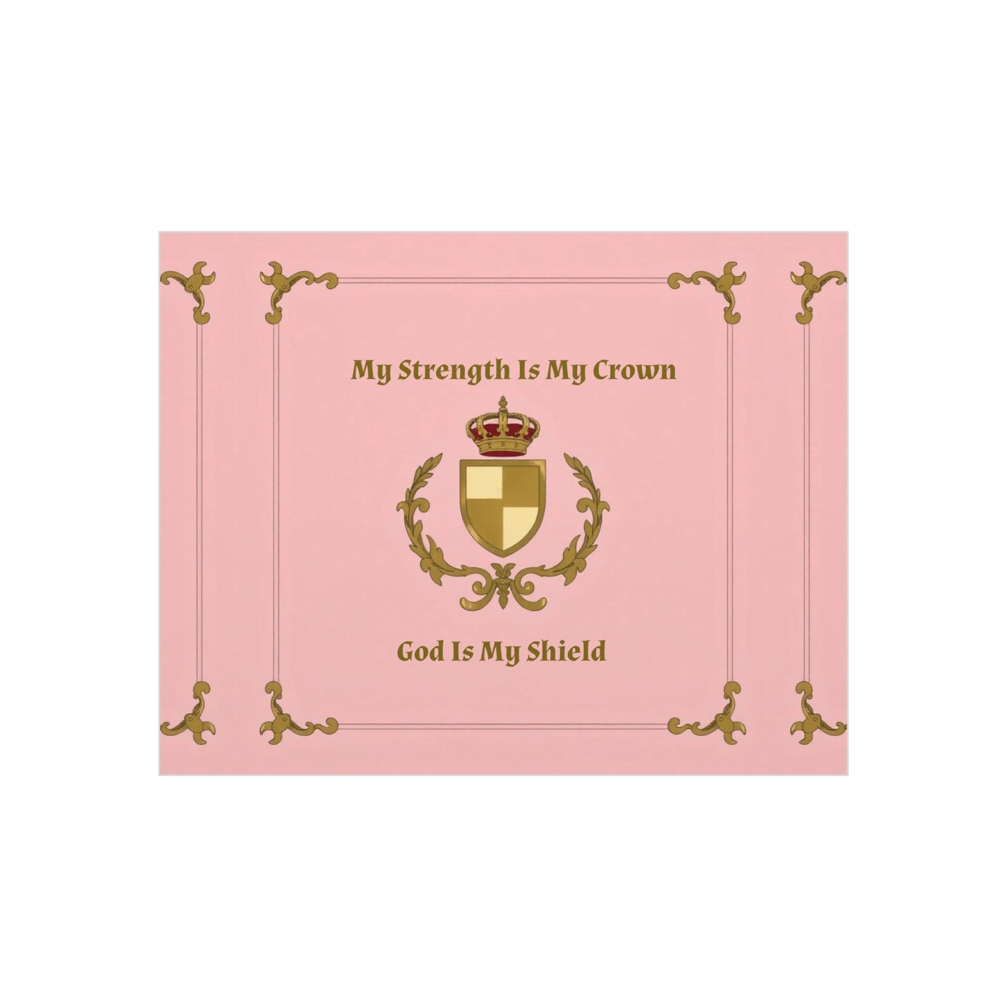 Crest & Crown Spiritual Quote Wall Art, Motivational Decor, Foam Board Print, Home Accent, Gift for Friends, Pink Crown Design