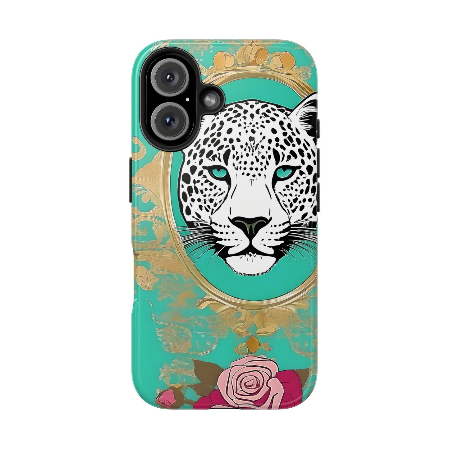 Leopard Tough Phone Case - Trendy Floral Design for Animal Lovers - Leopard & Rose