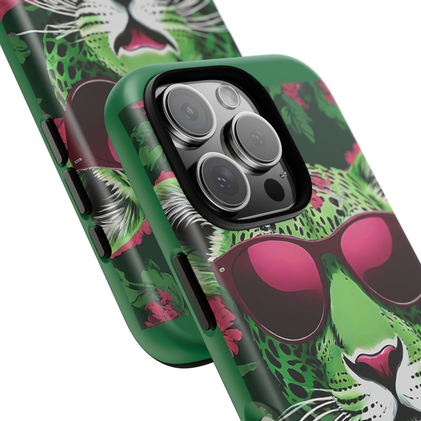 Phone Case - Lime Green & Burgundy Leopard In Sunglasses Design