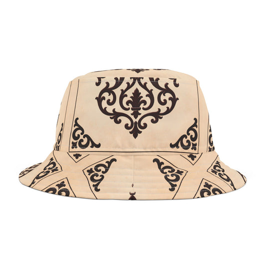 Almond-Beige & Brown Baroque Pattern Bucket Hat