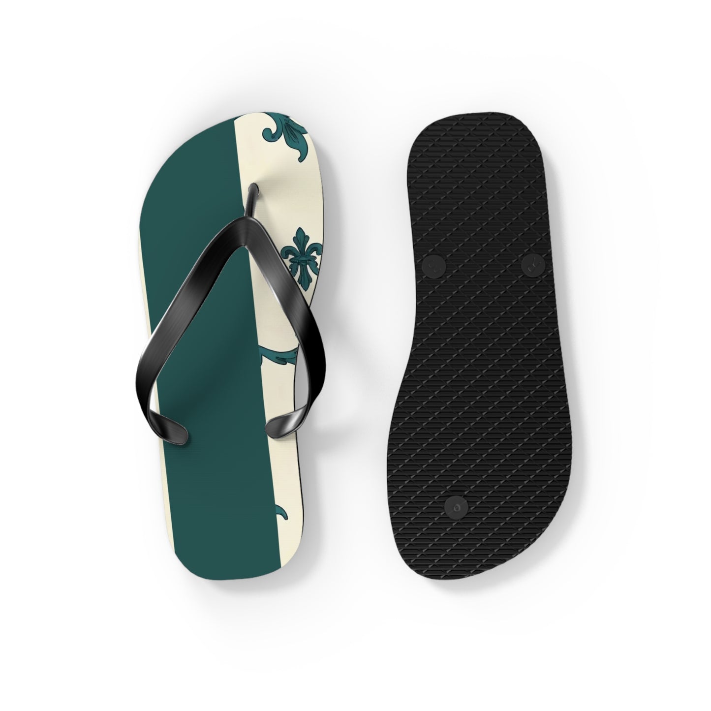 Stylish Summer Flip Flops, Trendy Beach Footwear, Casual Summer Sandals, Vacation Accessories, Eco-Friendly Summer Shoes - Teal Striped Rococo