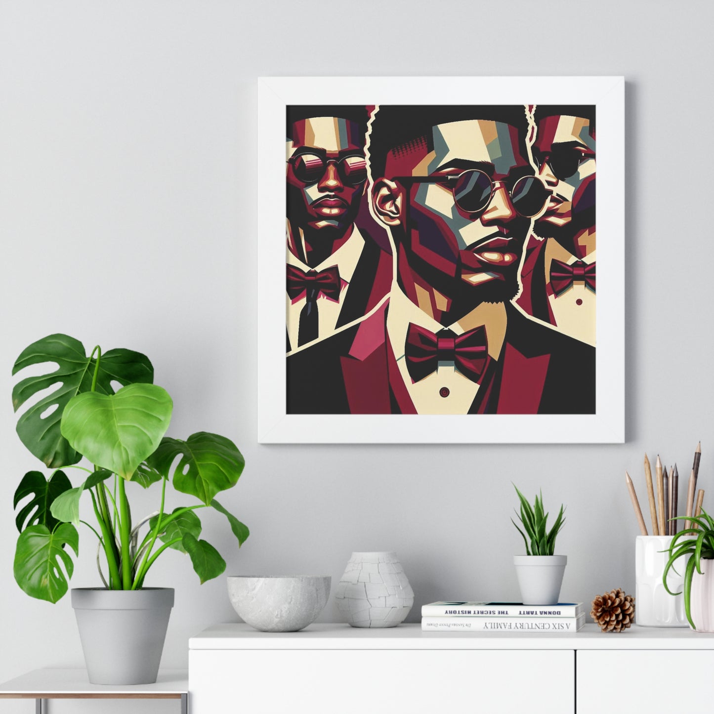 Stylish Framed Vertical Poster - Modern Art for Home Decor - Man In Burgundy Suit