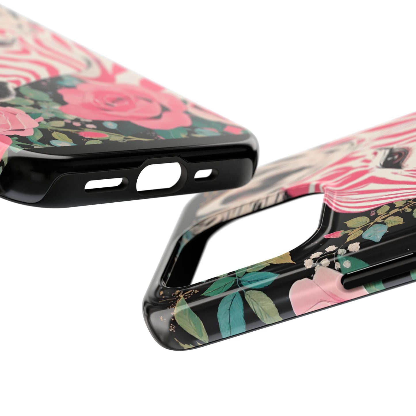 Pink Zebra Tough Phone Case - Trendy Floral Design for Animal Lovers