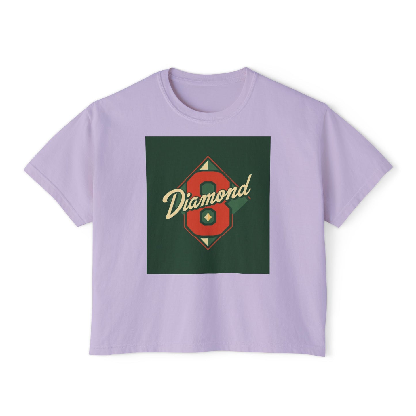 Stylish Women's Boxy Tee with Retro Diamond Design, Casual Fashion Top, Gift for Her, Summer Essential, Vintage Vibe - Diamond 8