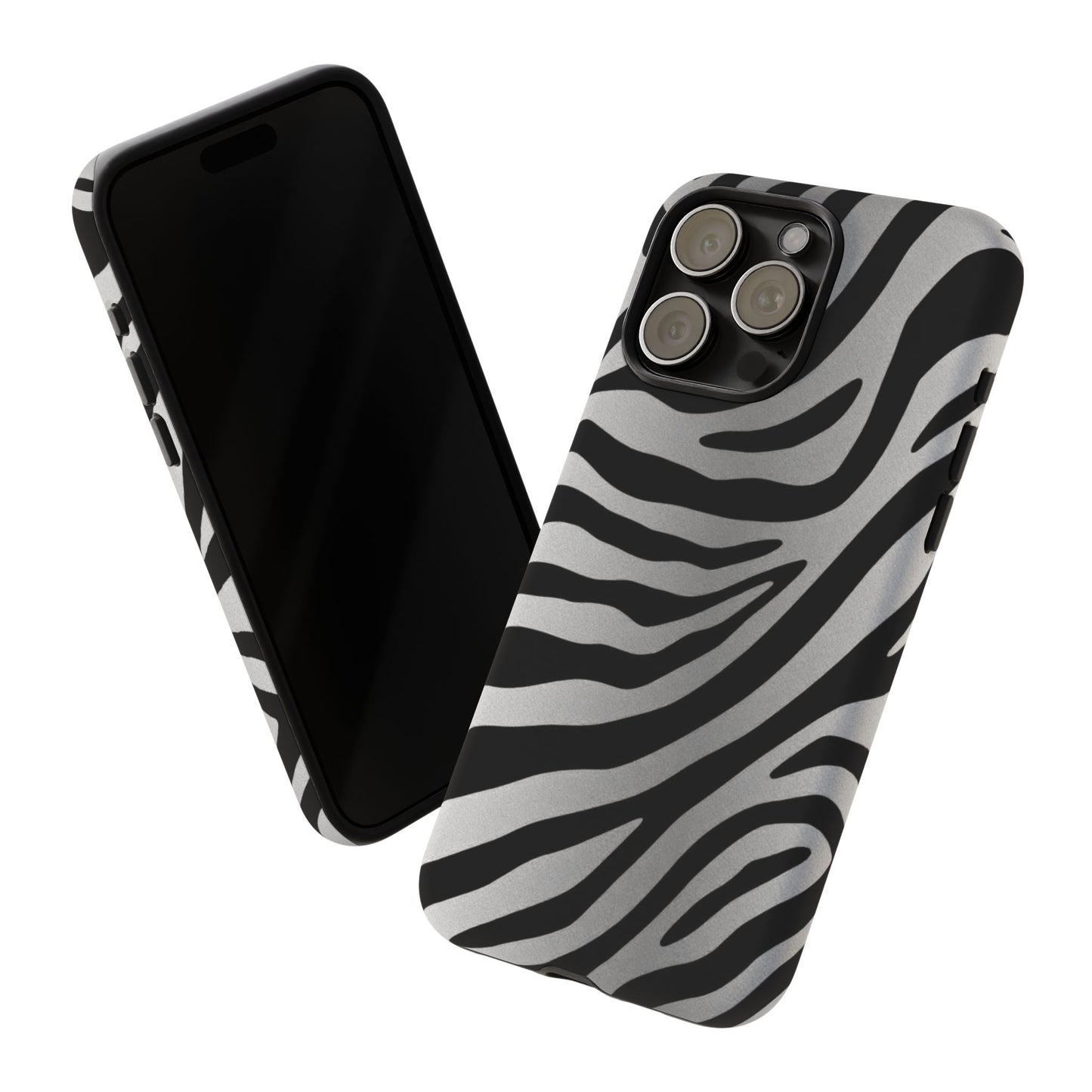 Zebra Print Tough Phone Case - Silver