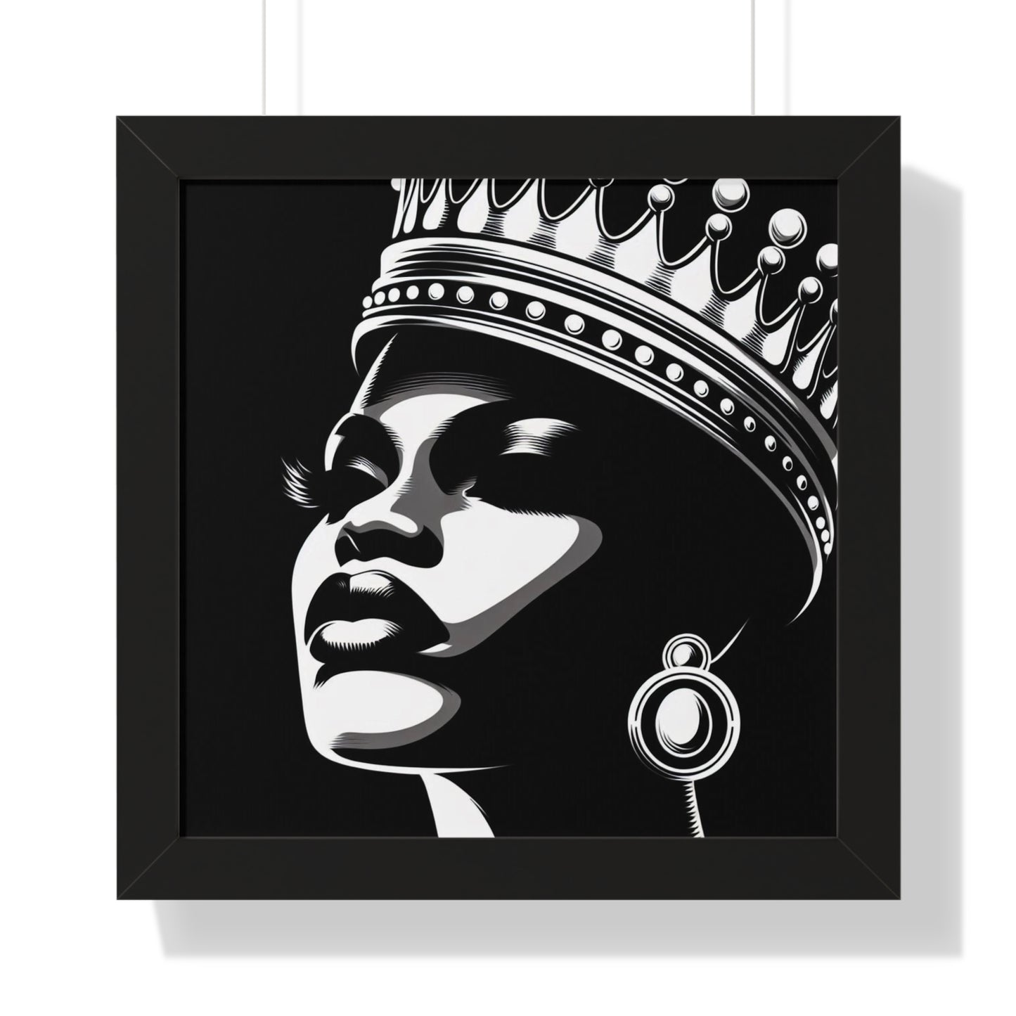 Elegant Crowned Queen Wall Art, Framed Vertical Poster, Home Decor, Modern Wall Art, Gift for Her, Inspirational Art