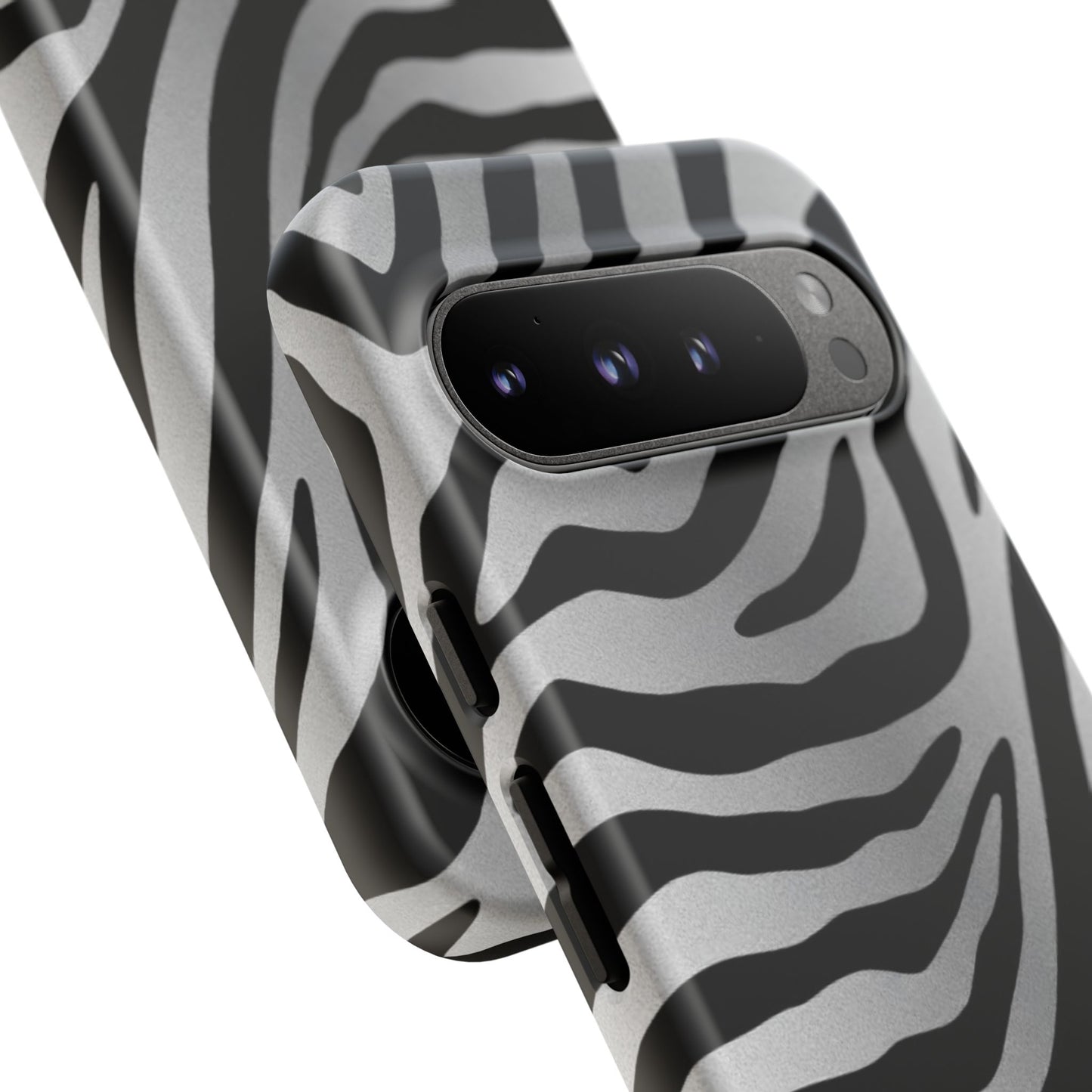 Zebra Print Tough Phone Case - Silver